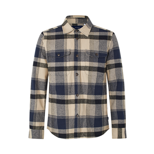FCK x Les Deux Check Flannel Overshirt Ivory/Dark Navy
