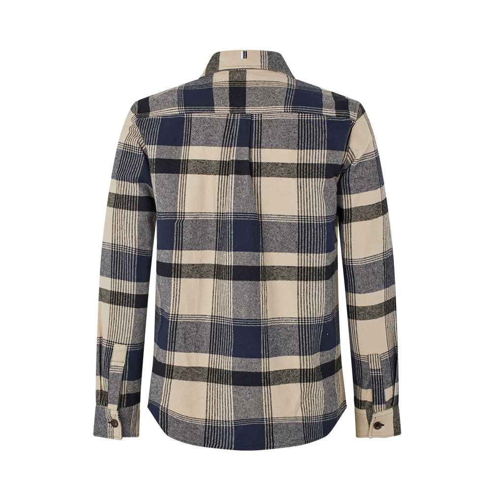 FCK x Les Deux Check Flannel Overshirt Ivory/Dark Navy