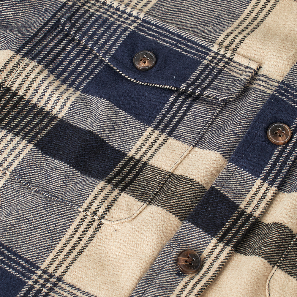 FCK x Les Deux Check Flannel Overshirt Ivory/Dark Navy