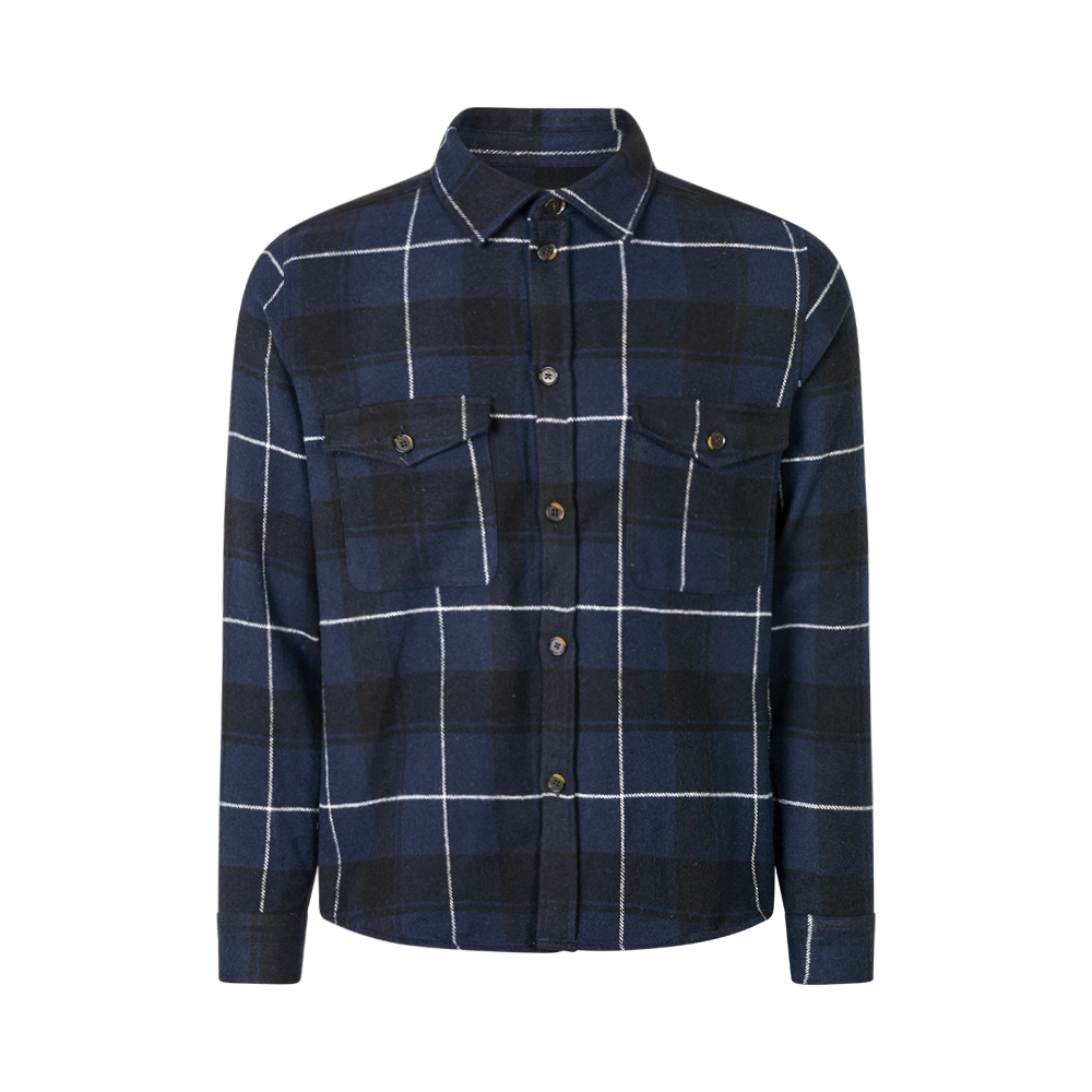 FCK x Les Deux Check Flannel Overshirt Mørk Navy / Sort