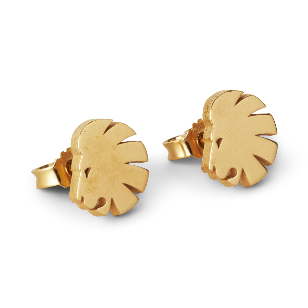 Lion Ear Studs gold plated (10mm) 2 pcs